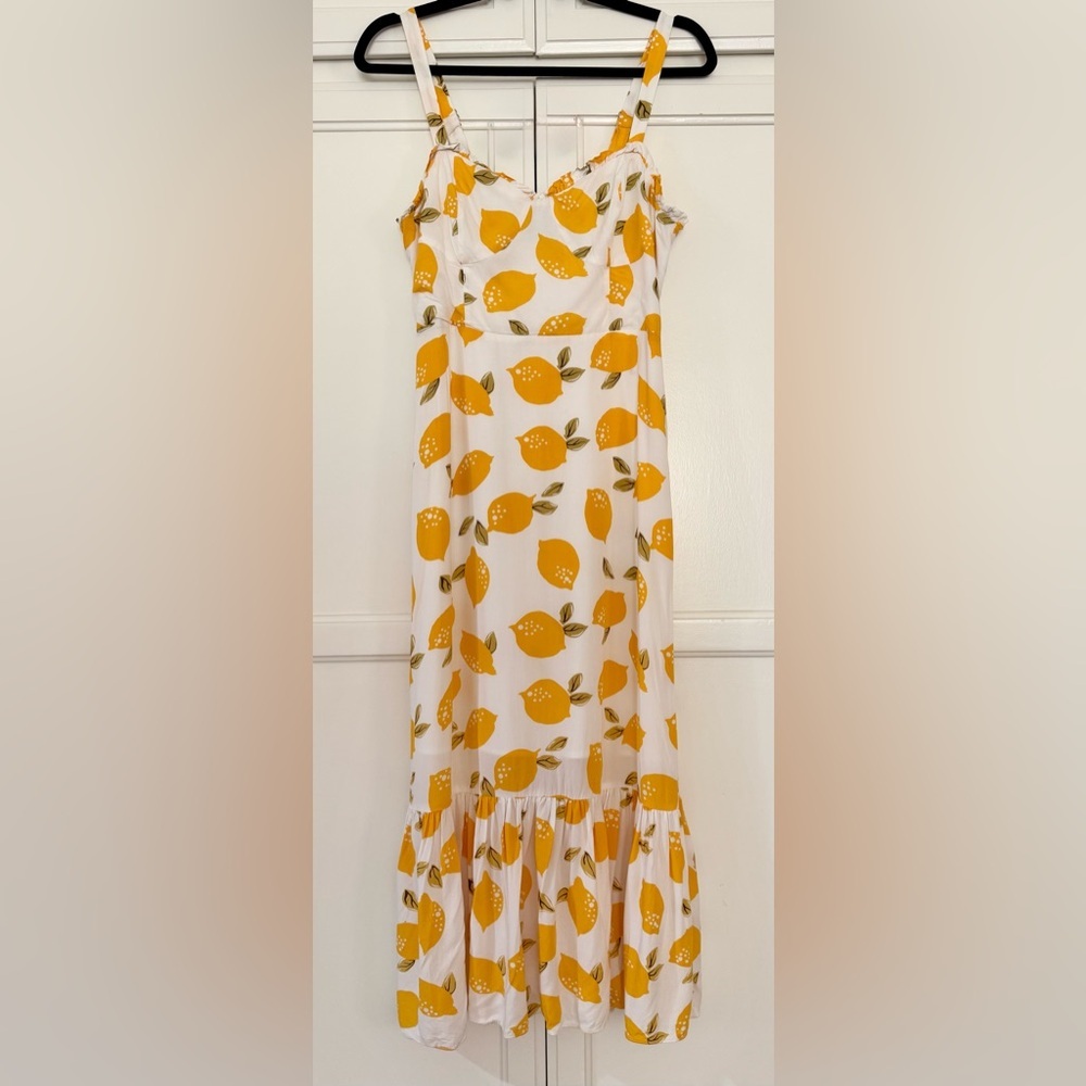 Code x Mode Lemon Print Sundress Cottagecore Coastal Italian Summer Size Med - Picture 2 of 10